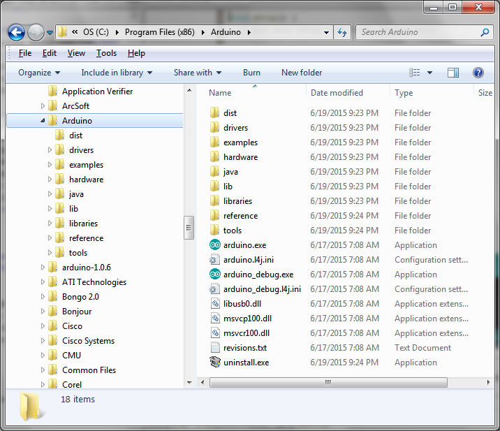 Arduino install folders